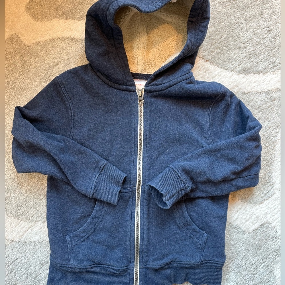 Hanna Andersson boys blue shearling hoodie size 5